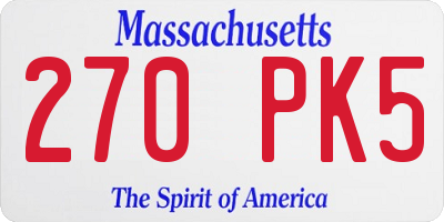 MA license plate 270PK5