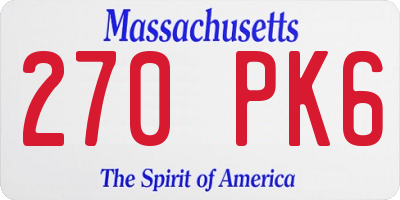 MA license plate 270PK6