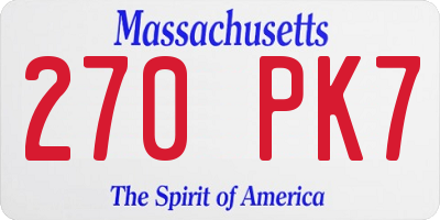 MA license plate 270PK7