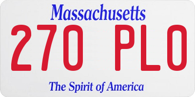 MA license plate 270PL0