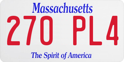 MA license plate 270PL4