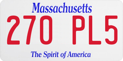MA license plate 270PL5