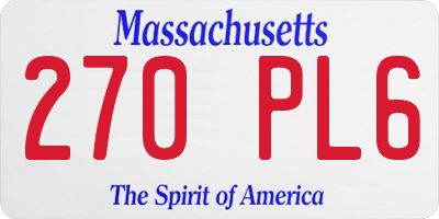 MA license plate 270PL6