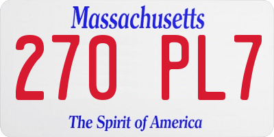 MA license plate 270PL7