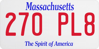 MA license plate 270PL8