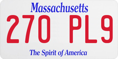 MA license plate 270PL9