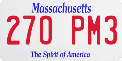 MA license plate 270PM3