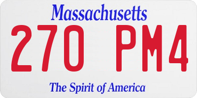 MA license plate 270PM4