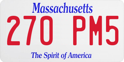 MA license plate 270PM5