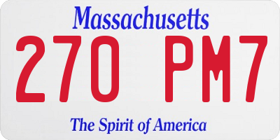 MA license plate 270PM7