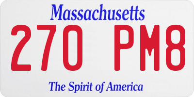 MA license plate 270PM8