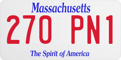 MA license plate 270PN1