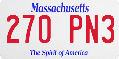 MA license plate 270PN3