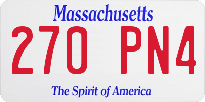 MA license plate 270PN4