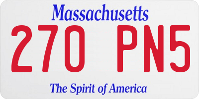 MA license plate 270PN5