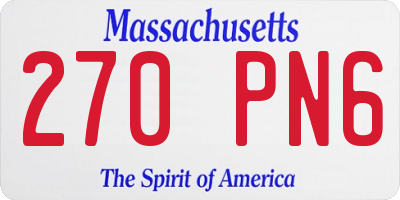 MA license plate 270PN6