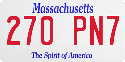 MA license plate 270PN7