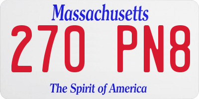 MA license plate 270PN8