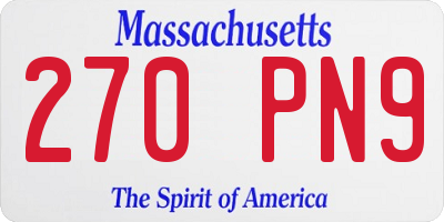 MA license plate 270PN9