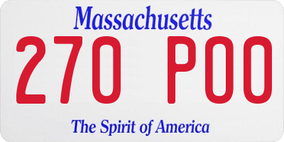 MA license plate 270PO0