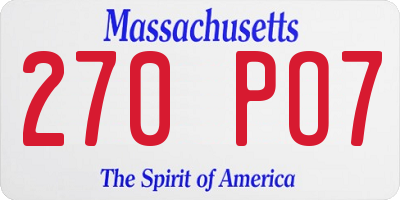 MA license plate 270PO7