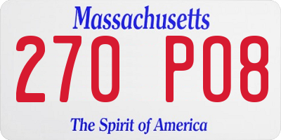 MA license plate 270PO8