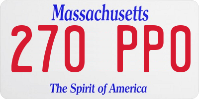 MA license plate 270PP0