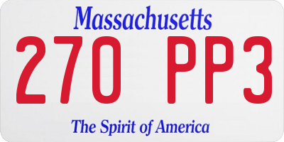 MA license plate 270PP3