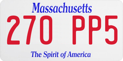 MA license plate 270PP5