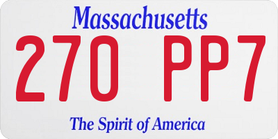 MA license plate 270PP7