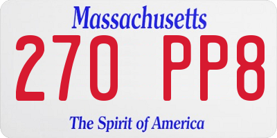 MA license plate 270PP8