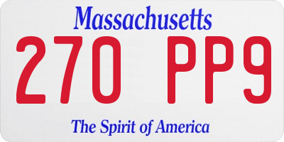 MA license plate 270PP9