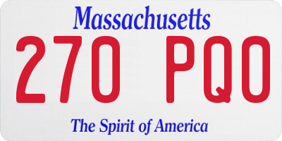 MA license plate 270PQ0
