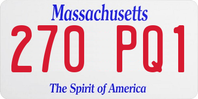 MA license plate 270PQ1