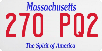 MA license plate 270PQ2
