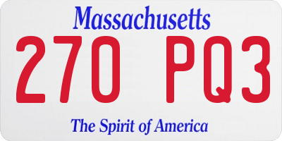 MA license plate 270PQ3
