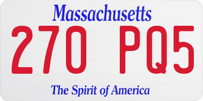 MA license plate 270PQ5