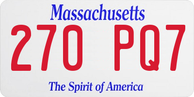 MA license plate 270PQ7