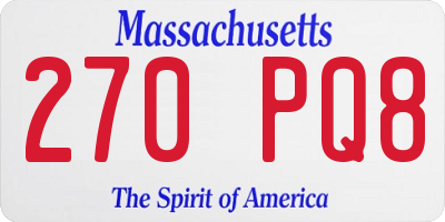 MA license plate 270PQ8