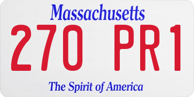 MA license plate 270PR1