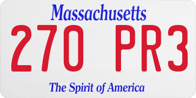 MA license plate 270PR3