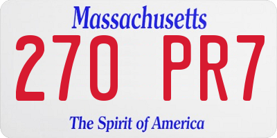 MA license plate 270PR7