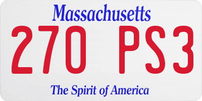 MA license plate 270PS3