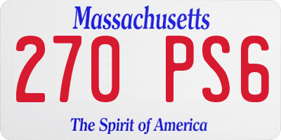MA license plate 270PS6