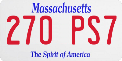 MA license plate 270PS7