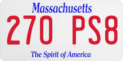 MA license plate 270PS8