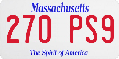 MA license plate 270PS9