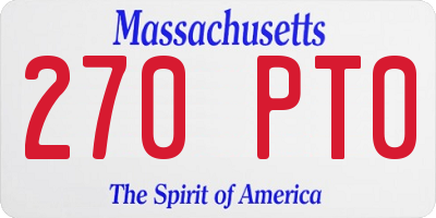 MA license plate 270PT0