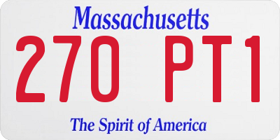 MA license plate 270PT1