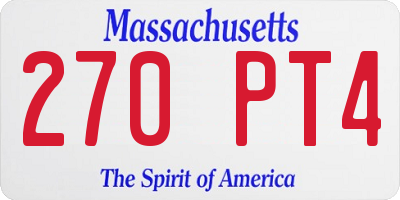 MA license plate 270PT4